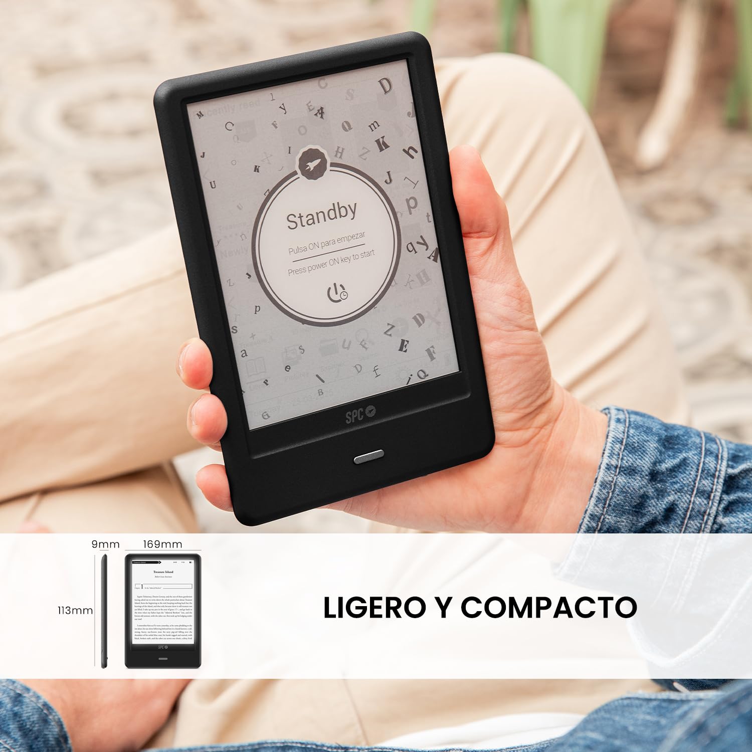 SPC Dickens Light 2 Pro + Funda | Libro Libro electrónico 6 Pulgadas táctil E-Ink, Brillo Ajustable y Temperatura de Color, 8GB de Memoria, 1 Mes autonomía, Ligero y Fino - Negro