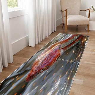 4×5ft Ocean Style Area Rug - Non Slip Low Pile Polyester Rug for Living Room,Bedroom Snake,Washable Contemporary Jumbo Carpet Gray/Red p163