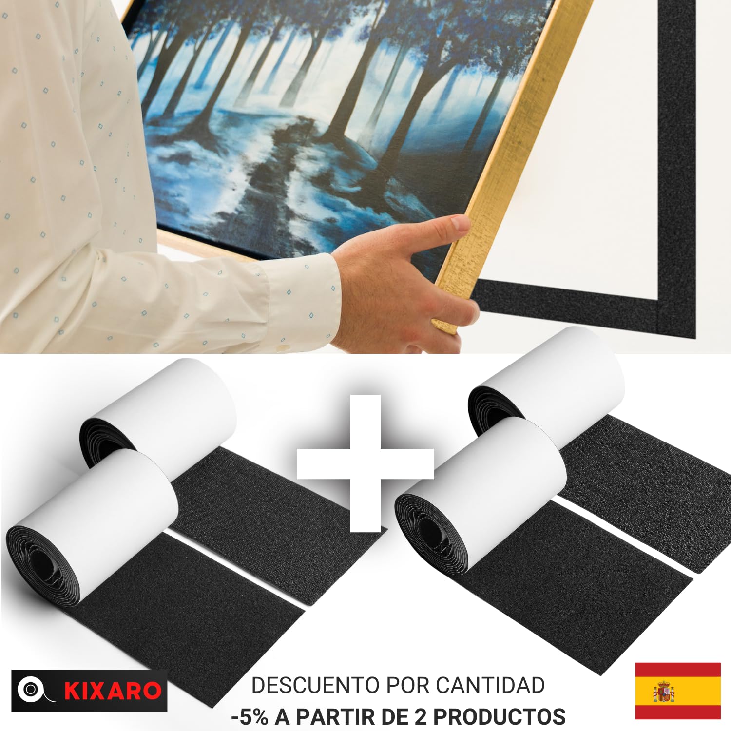 Cinta Gancho Doble Cara Negro Adhesivo Extra Fuerte Ancho 11cm X 2 M Adhesivo Fuerte para Tela Mosquiteras Alfombras Textil Sofa Ropa ✯GARANTÍA DE POR VIDA✯ Cinta Rollo Hook y Loop Tape Gancho y Lazo