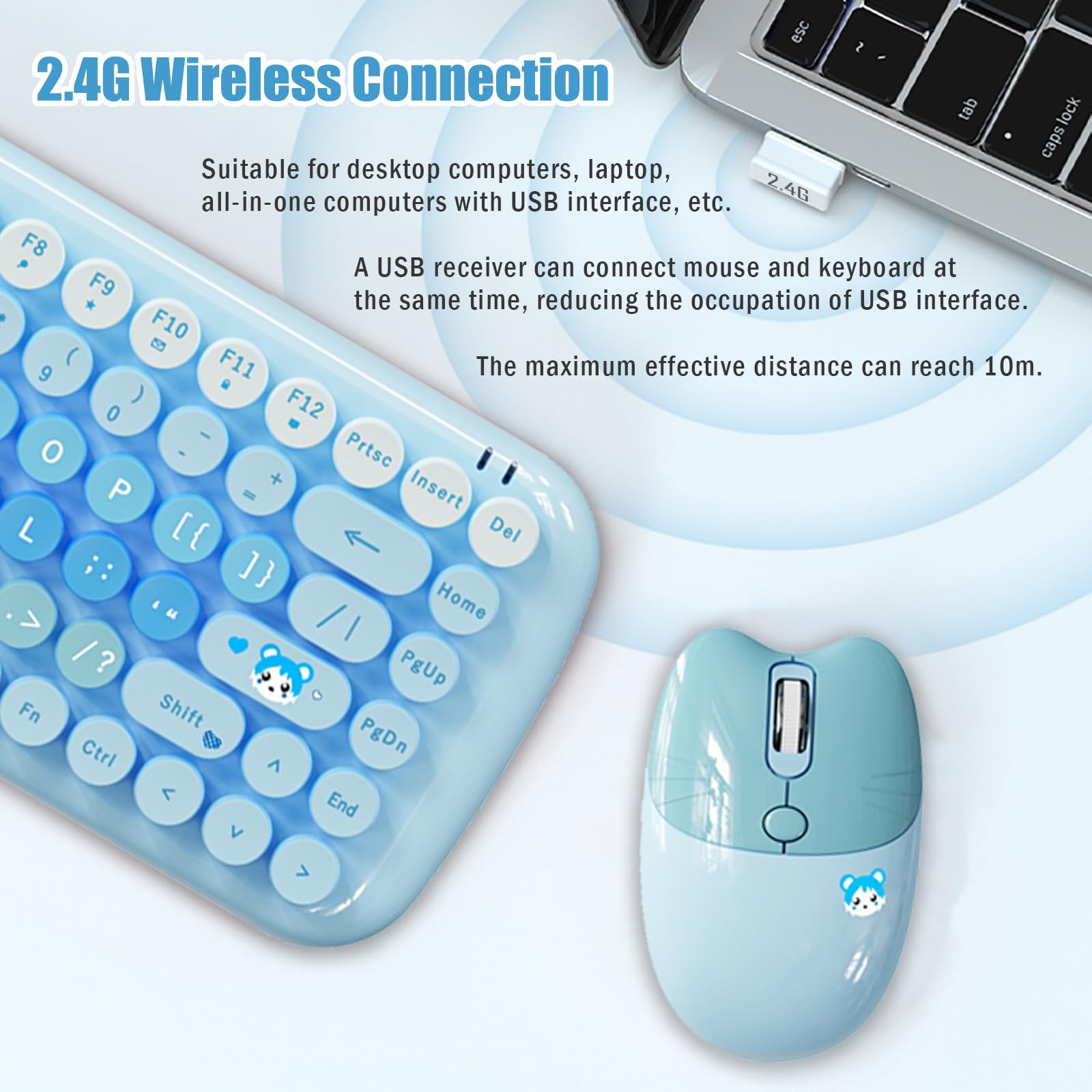 Amazon.com: Cute Candy Color - Combo de teclado y mouse