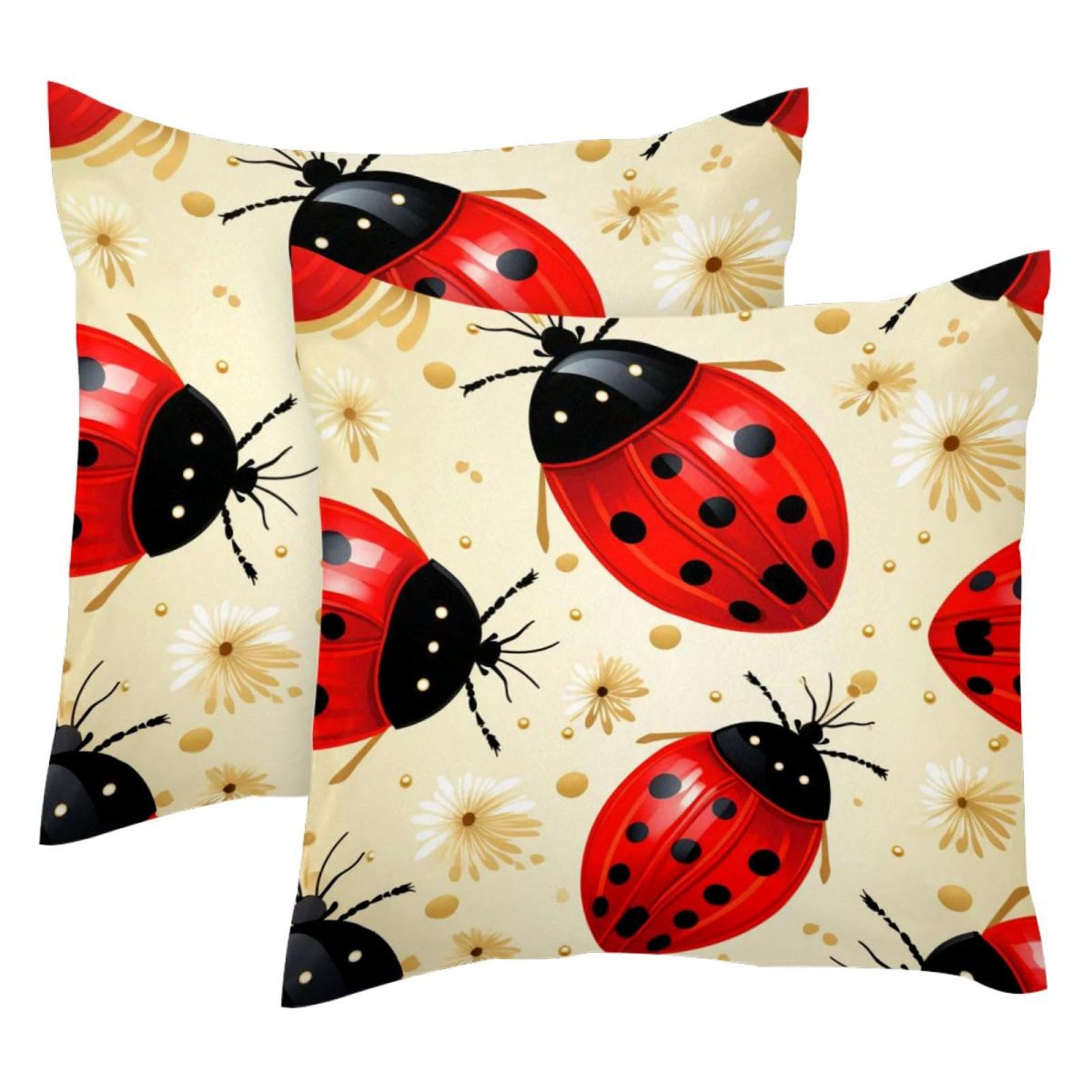 Housse de coussin velours 50x50 cm coccinelle dorée pour canapé chic