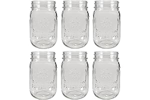 Pint Mason Jar Glasses for Refreshing Drinks | Set of 6 Durable Drinking Jars