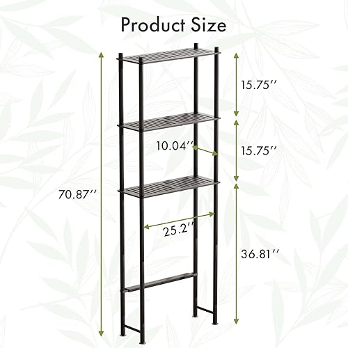 Miniatura 2 de AmazerBath Estante de almacenamiento de bambú sobre el inodoro, estante organizador de baño sobre el inodoro, estantes de baño de 3 niveles sobre el