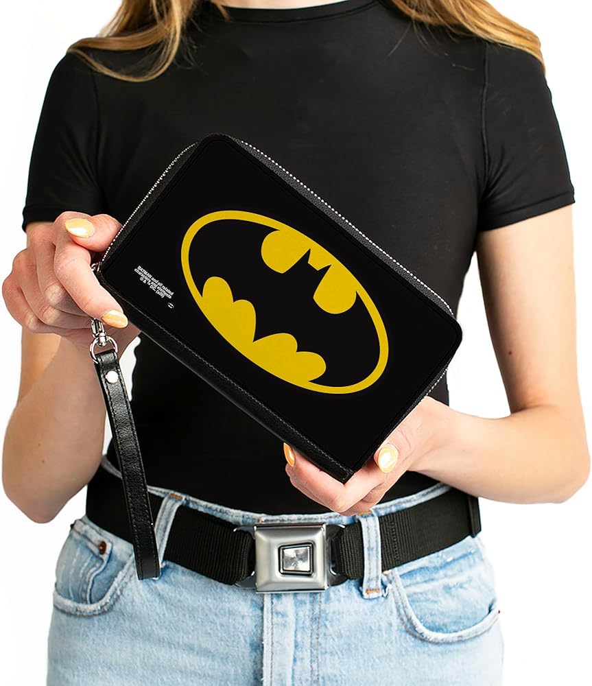 Amazon.com: Womens PU Zip Around Wallet Rectangle Batman Bat Logo
