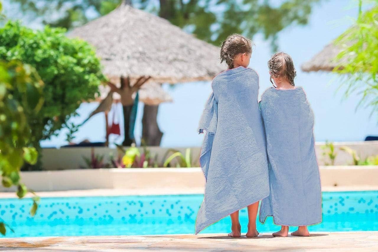 JINAMART Luxury Soft Cotton Bath Towels Sets | Highly Absorbent Quick Dry Bath Towel | Pool Towel |Gym Towel | Bathroom Towel | [27.5" X 55"] (4 Bath Towel, Blue)