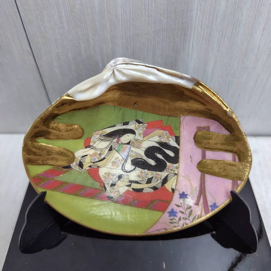 Amazon.co.jp: 菊水作貝あわせ和歌茶道茶道具蛤はまぐり貝覆い香合貝