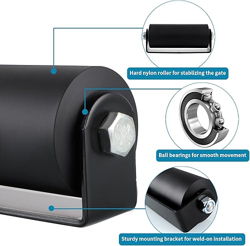 Miniatura 5 de Skelang Rodillo de guía de puerta deslizante, guía de puertas enrollables de 6 pulgadas con soporte C, conjunto de rodillo de puerta deslizante de