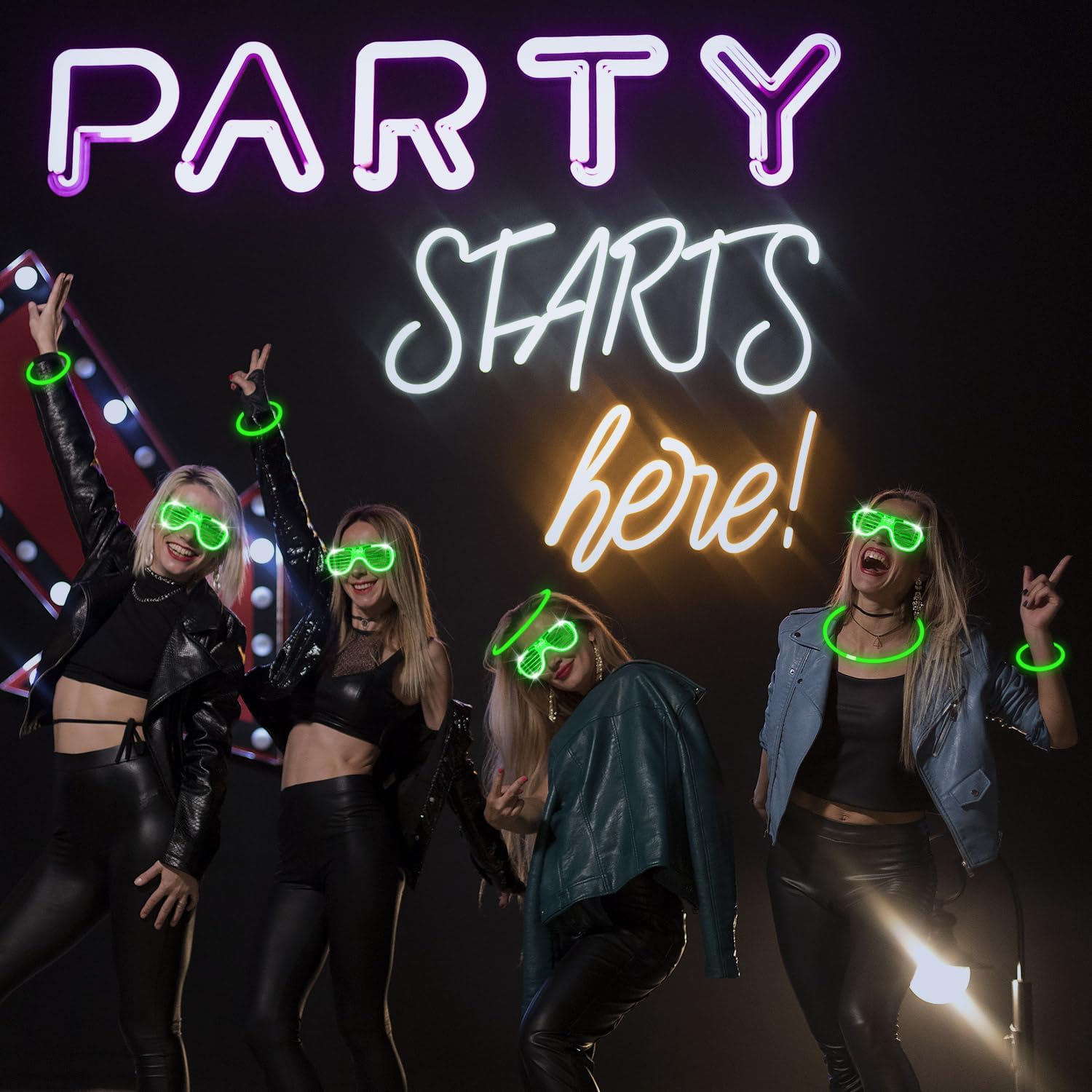 115 PCS Glow in the Dark Party Supplies,100PCS 8" Glow Sticks Bulk,15PCS Glasses,Glowing Party Favors for 4th of July