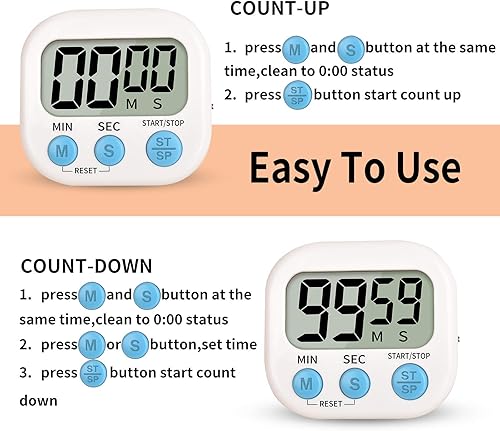 Miniatura 3 de Temporizador para niños, temporizador de cocina digital, parte trasera magnética, anillo fuerte, soporte para cocinar, aula, baño, profesores,