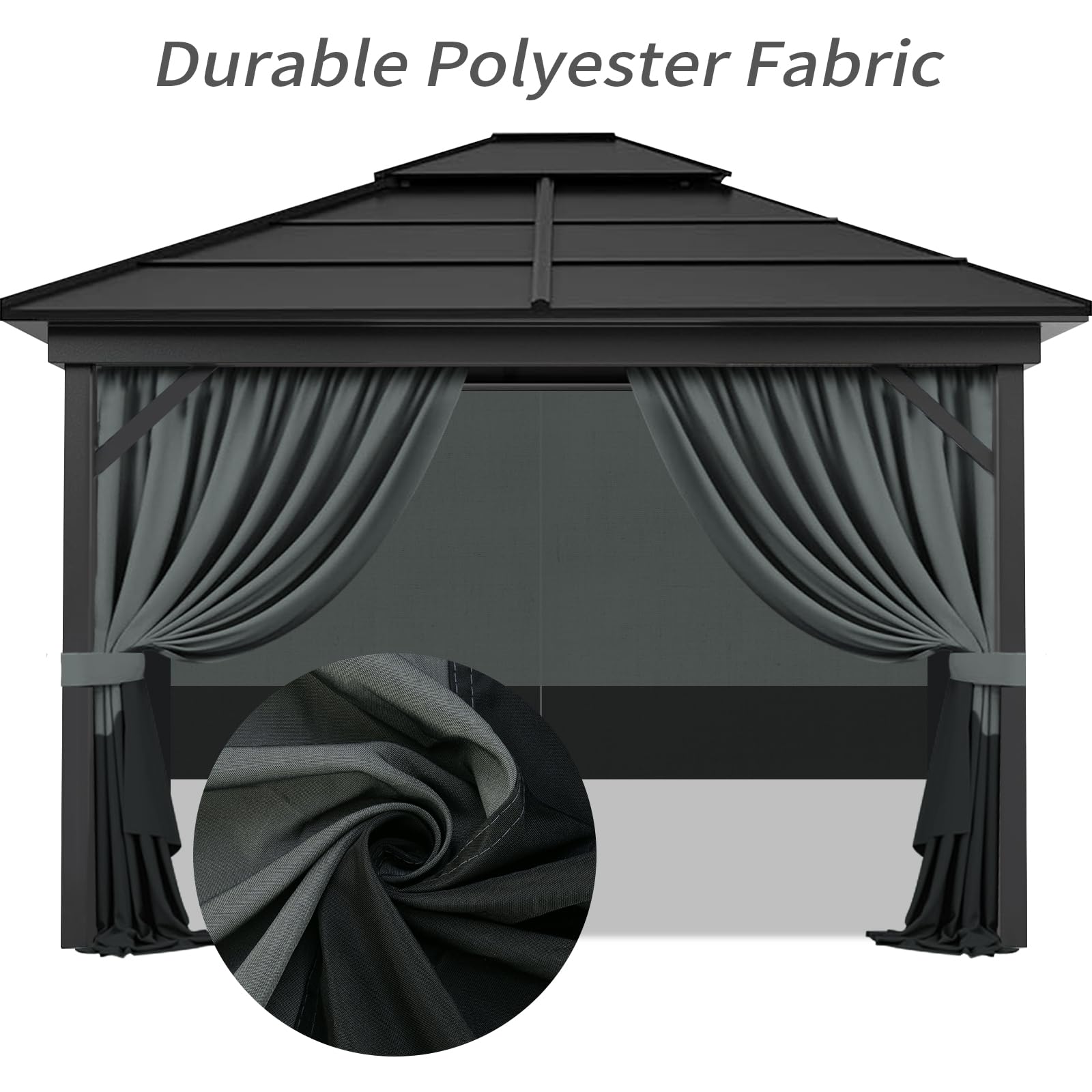 Condition photo showing New/Like New for gazebo privacy curtains with zipper 4-panels side wall universal replacement for patio, outdoor canopy, garden and backyard (curtain only) (light yellow, 10'x10')