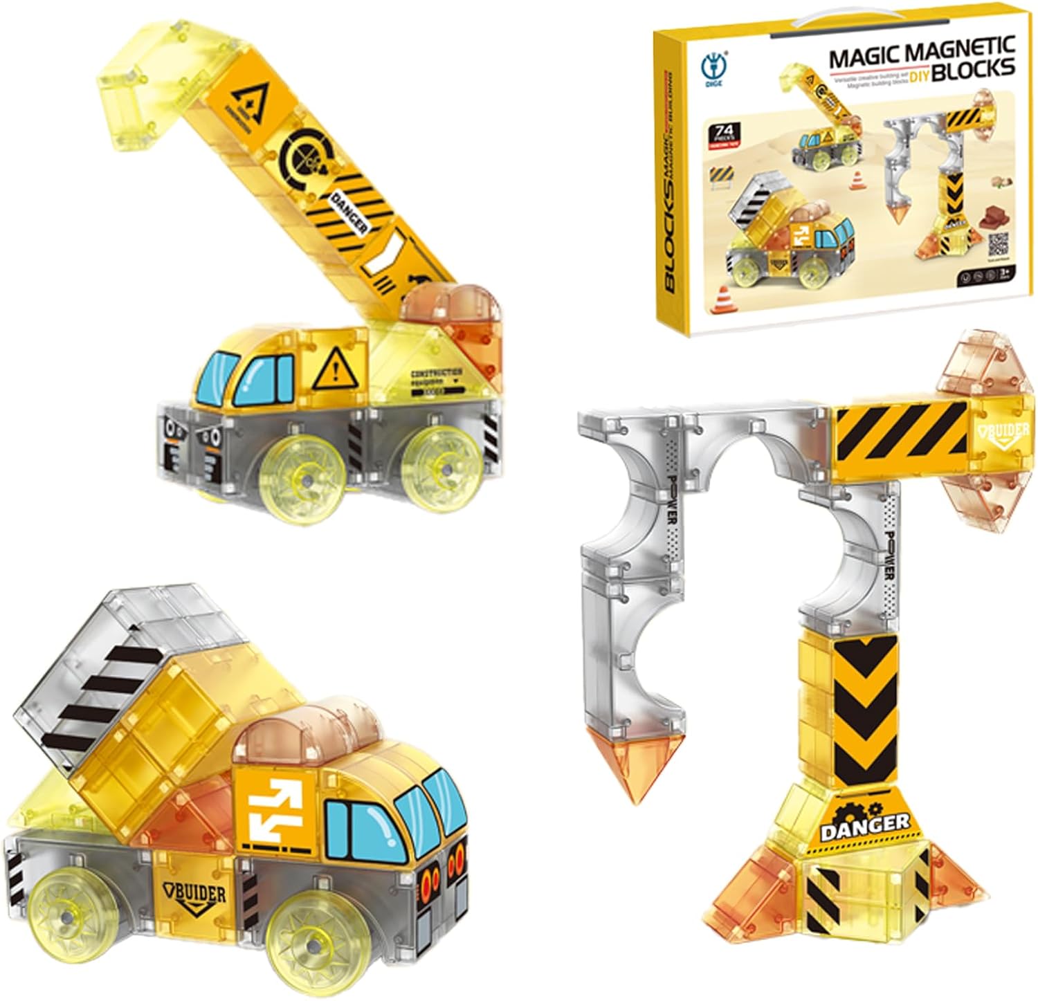 Magnetic Blocks for Toddlers Toys, 3D Translucent Magnet Building Cubes Set, Educational Build Blocks Set for Kids Aged 3 to 9 Years. (66PCS-Dreamy)