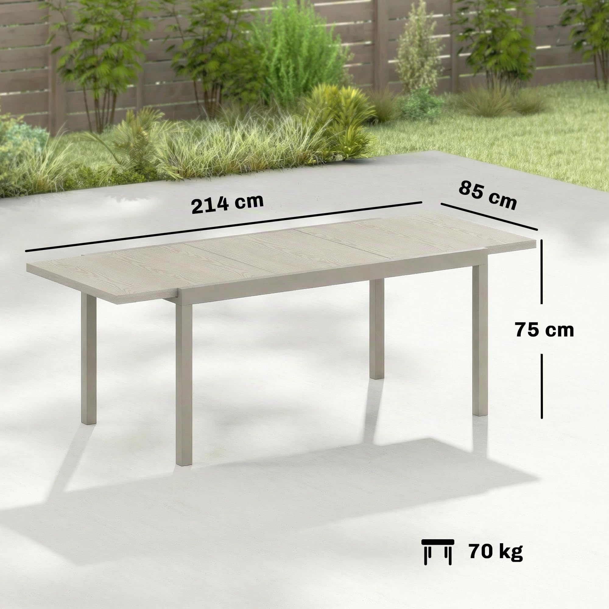 Outsunny Table Extensible Jardin 8-10 pers. 154/214x85x75 cm Gris Clair