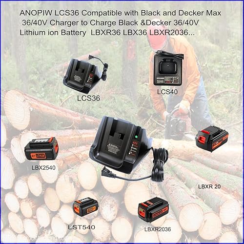 Miniatura 3 de Cargador rápido 40V MAX Compatible con Black and Decker LCS36 LCS40 para 36V40V Batería de iones de litio LBX1540 LSW36 LBX2540 LBXR36 LBX36 LST136