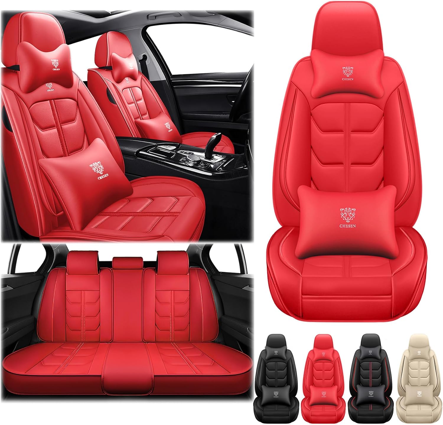 Car Seat Covers for Toyota Corolla Hatchback 2019-2025 Full Set, Nappa Leather Vehicle Seat Protector, Stylish Waterproof Easy to Install, Breathable Auto Seat Cushion Cover.(Red, Luxury)