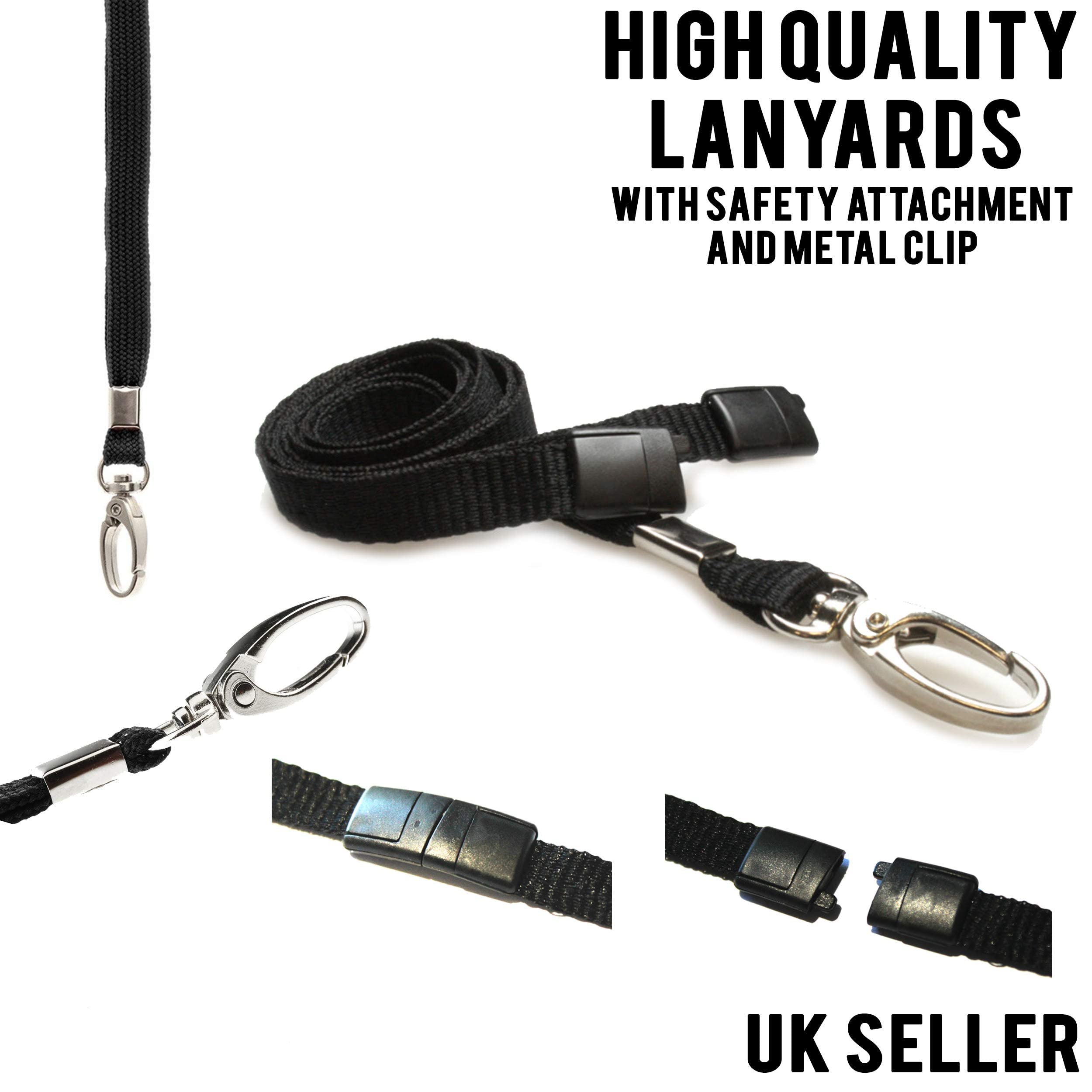 Black Lanyard Neck Strap Lanyards with Metal Lobster Clip and Safety Breakway for ID Card Holder (5X Lanyards) - Image 2