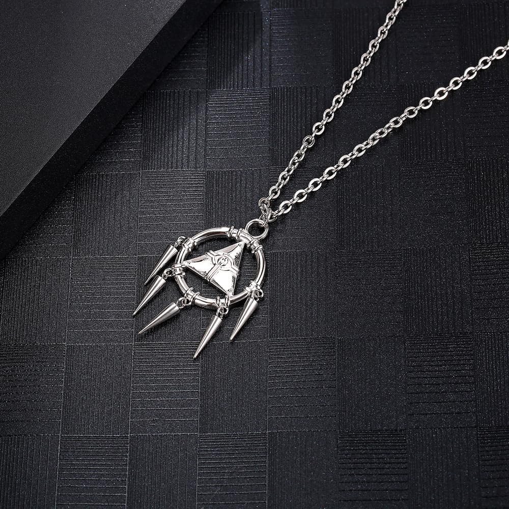 Stainless Steel Anime Millennium Puzzle Pyramid Cosplay Pendant Jewelry Gift (Silver)