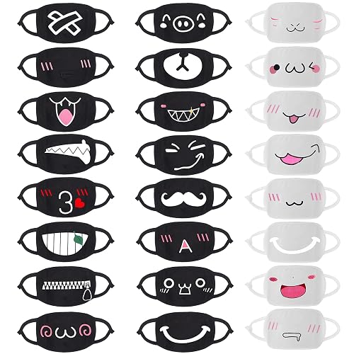 24pcs (Style) Mouth Mask Kawaii Cotton Cartoon Mouth Mask, 2 Colors