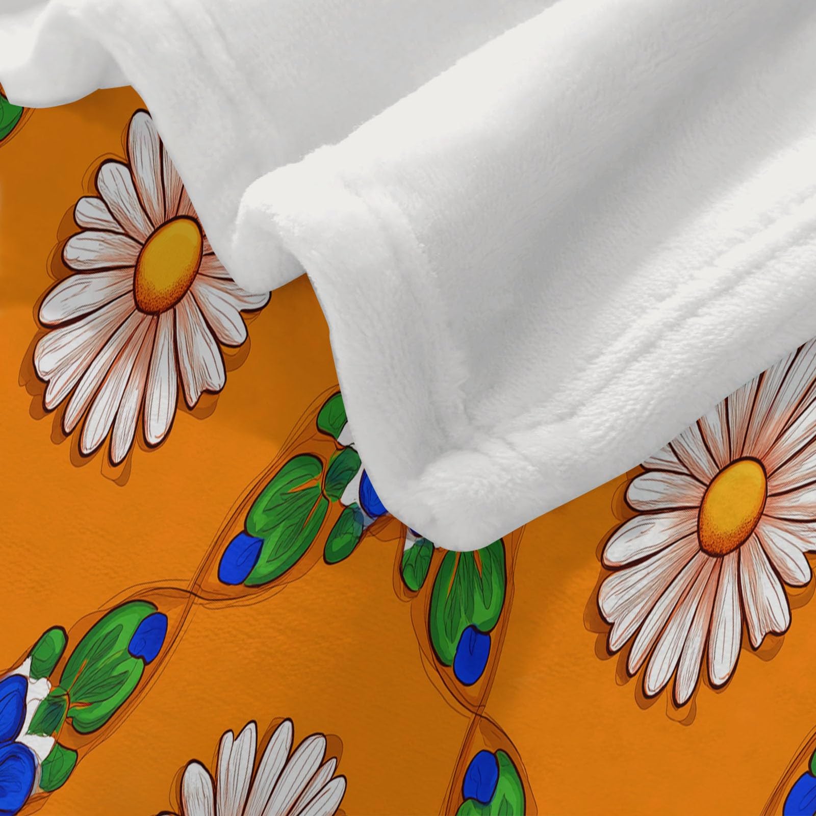 Coperta Plaid Pile in Flanella 180x220 cm Coperta Pile Piccola Stampe Tradizionali Messicane, Morbida Soffice Calda Coperte per Divano Singolo Matrimoniale Letto Colore Arancione