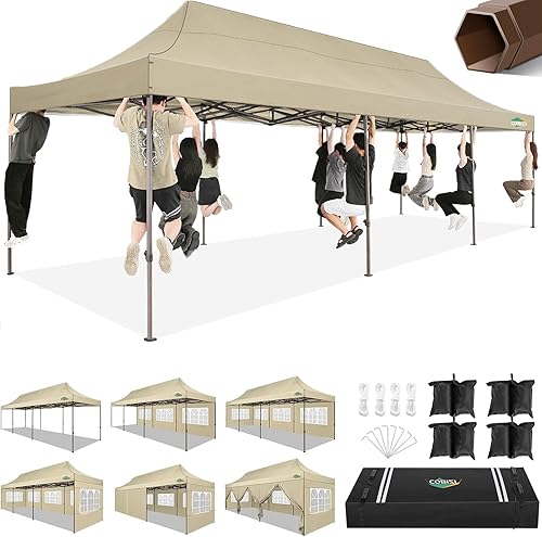 Miniatura 26 de COBIZI Carpa con Toldo 10x10 Pop Up, Toldo de Fácil Instalación con Paredes Laterales Impermeable y UPF 50+, Carpa Instantánea Comercial de Servicio