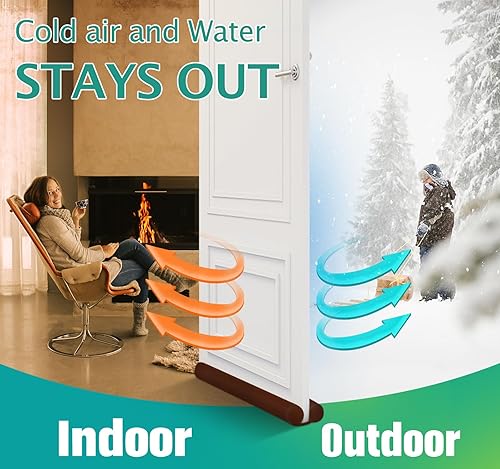 Miniatura 2 de MAXTID - Topes para puertas protectores de corrientes de aire, tope marrón ajustable de doble cara para puertas de 32 a 38 pulgadas, para puerta de