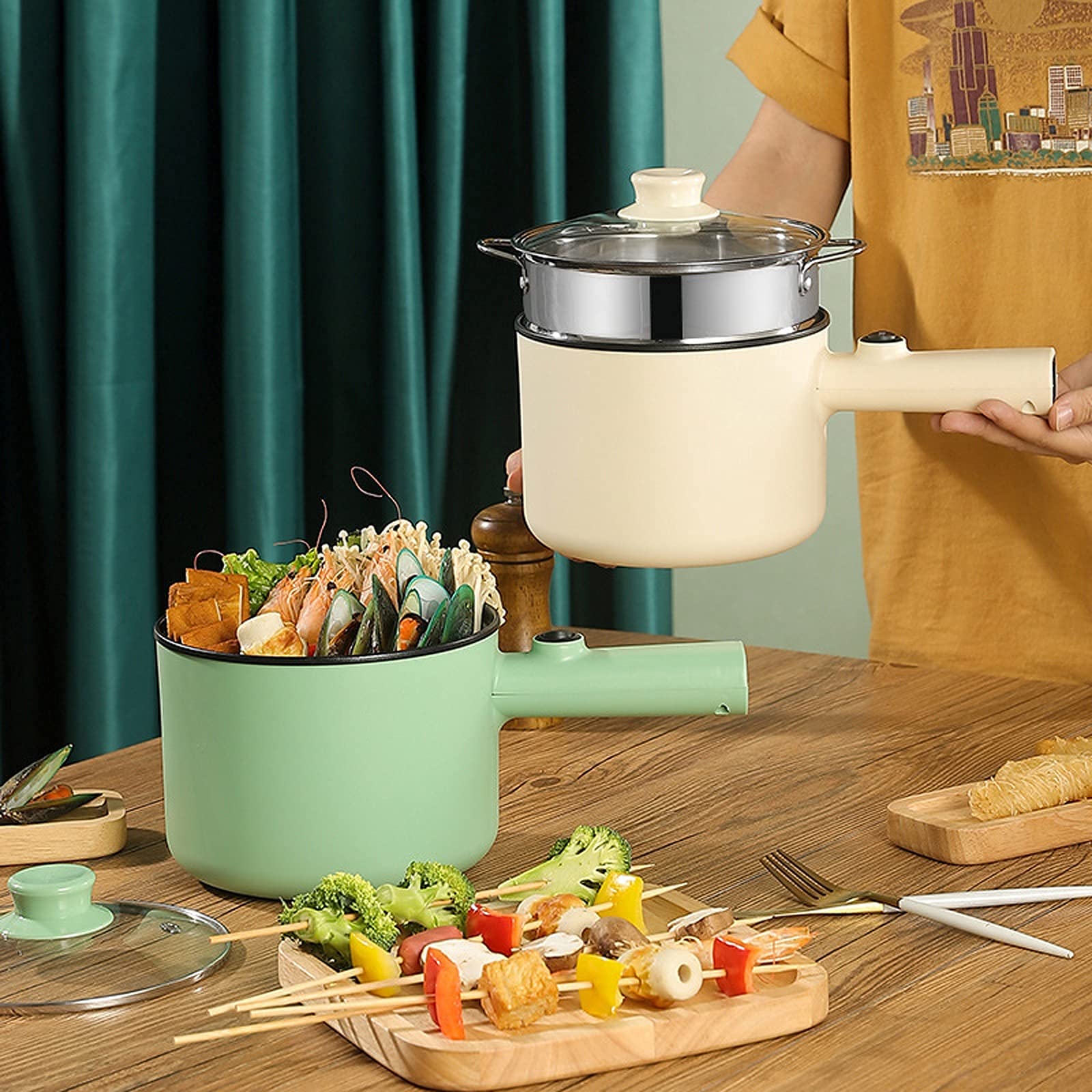 Pentola Elettrica Multifunzione 1.8L - Mini Friggitrice Con Coperchio E Accessori, Ideale Per Cucinare Ovunque - Foto 6