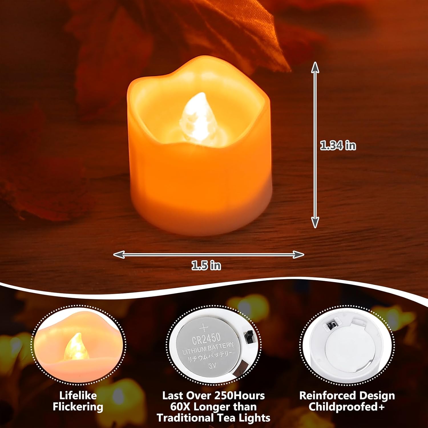 Topstone Flickering Flameless Battery Operated LED Tea Lights Candles with Remote Control,Amber Decorative Timer Candles for Home and Festival Decoration,Set of 12 - Image 4