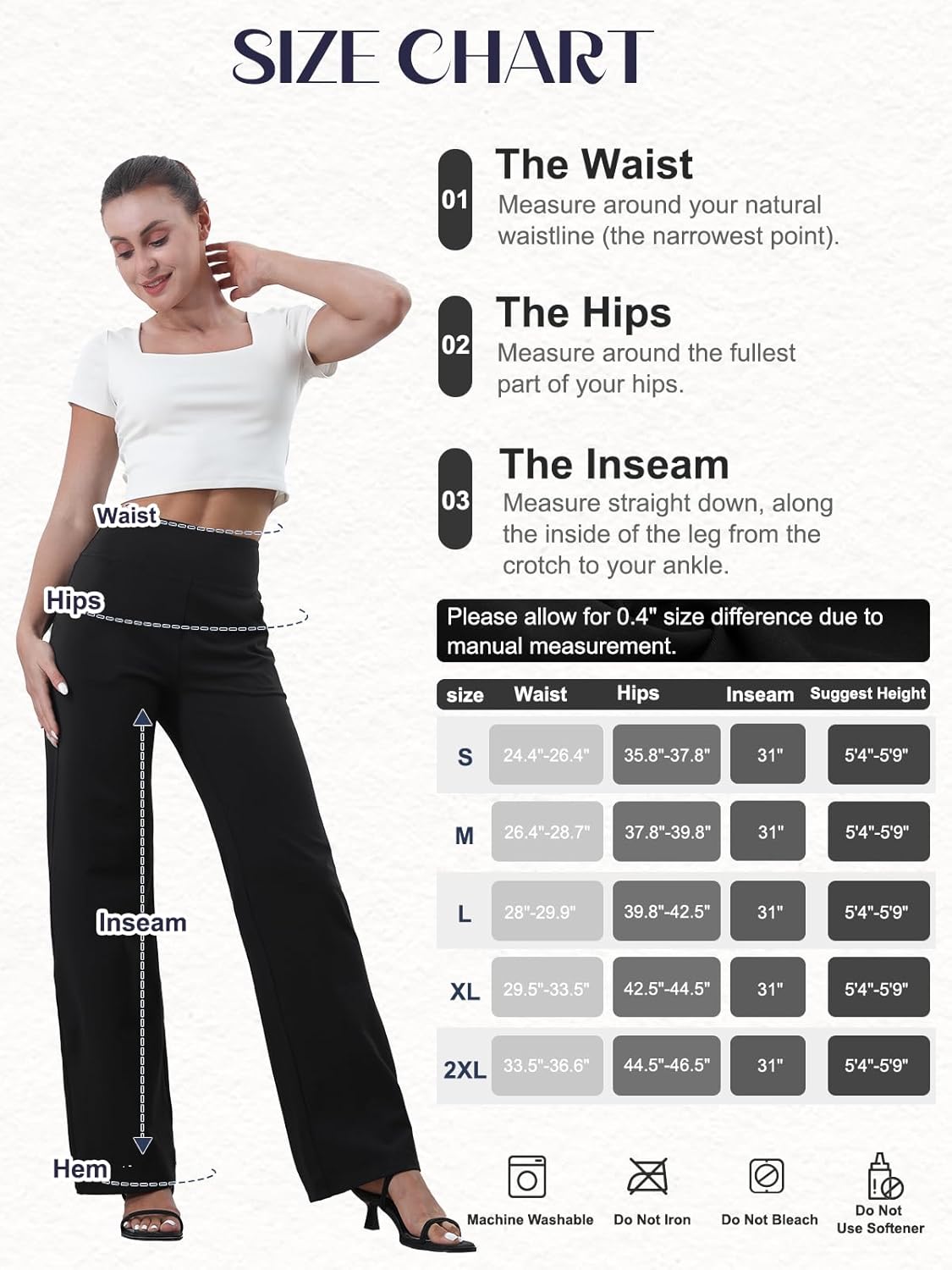 Wide Leg Pants for Woman, High Waisted Loose Casual Pull on Yoga Pants with Pockets Dress Trousers for Work/Athletic - Image 6
