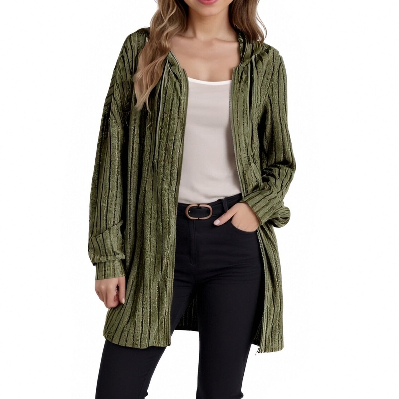 Womens Long Hooded Knit Cardigan Zipper Long Sleeve Soft Coat Casual Knitwear Sweater Winter Fall Outfits