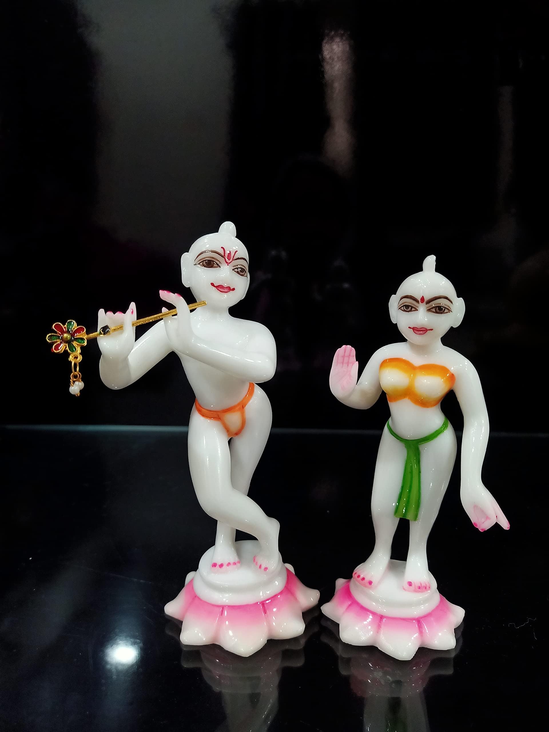 Radha Krishna Idol for Temples Marble Iskon Decorative Showpieces for Home Decor,Elevate Your Pooja Room with Divine Murti for Pooja Room Decor and Wedding Gifts(6 Inch),Multicolor