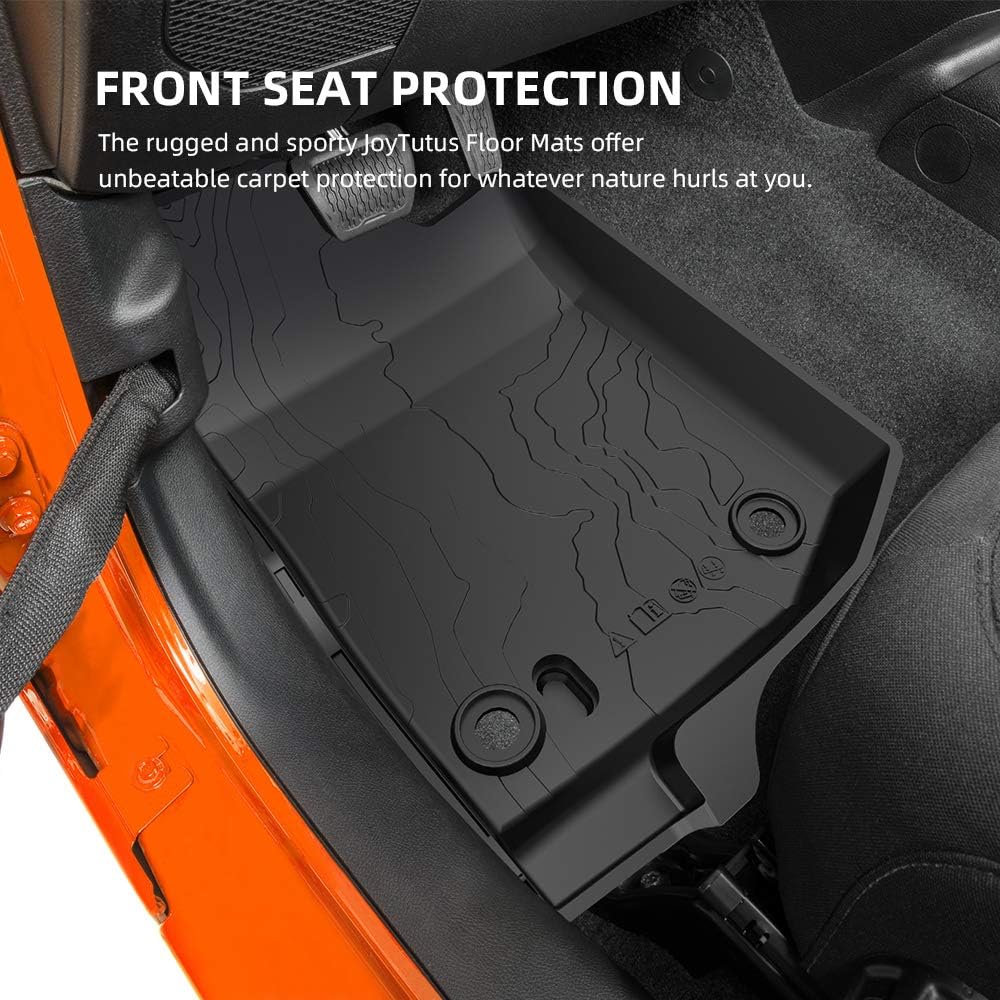 JoyTutus Floor Mats Compatible with Gladiator 2020 2021 2022 2023, TPE All Weather Protection Floor Mats, Floor Liners Front & Rear Complete Set fits Gladiator JT 4 Door 82215626AB - Custom Fit