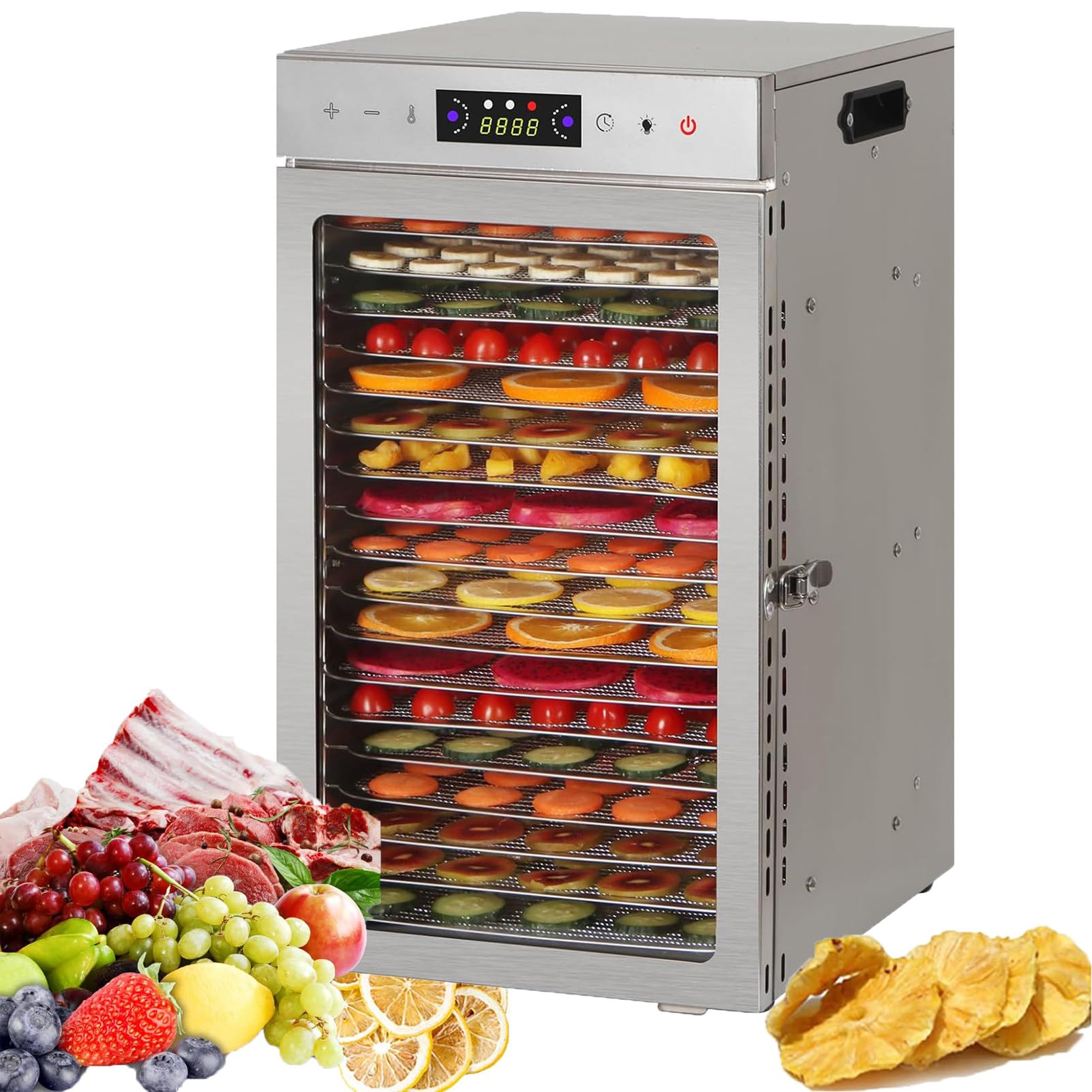 Wielofunkcyjna Suszarka Do Suszu Smakowego, Suszarka Do żYwnośCi I Suszonego MięSa Do Domu, Szafka SusząCa Z Regulowanym Timerem I Temperaturą Do Warzyw I OwocóW,18-Tray
