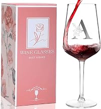 Personalized Wine Glass Gifts for Women, Monogrammed A-Z Wine Glass with Gift Box & Greeting Card, Customized Wine Glasses Initial Wine Glasses Gift for Birthday, Mothers Day for Best Friend (A)