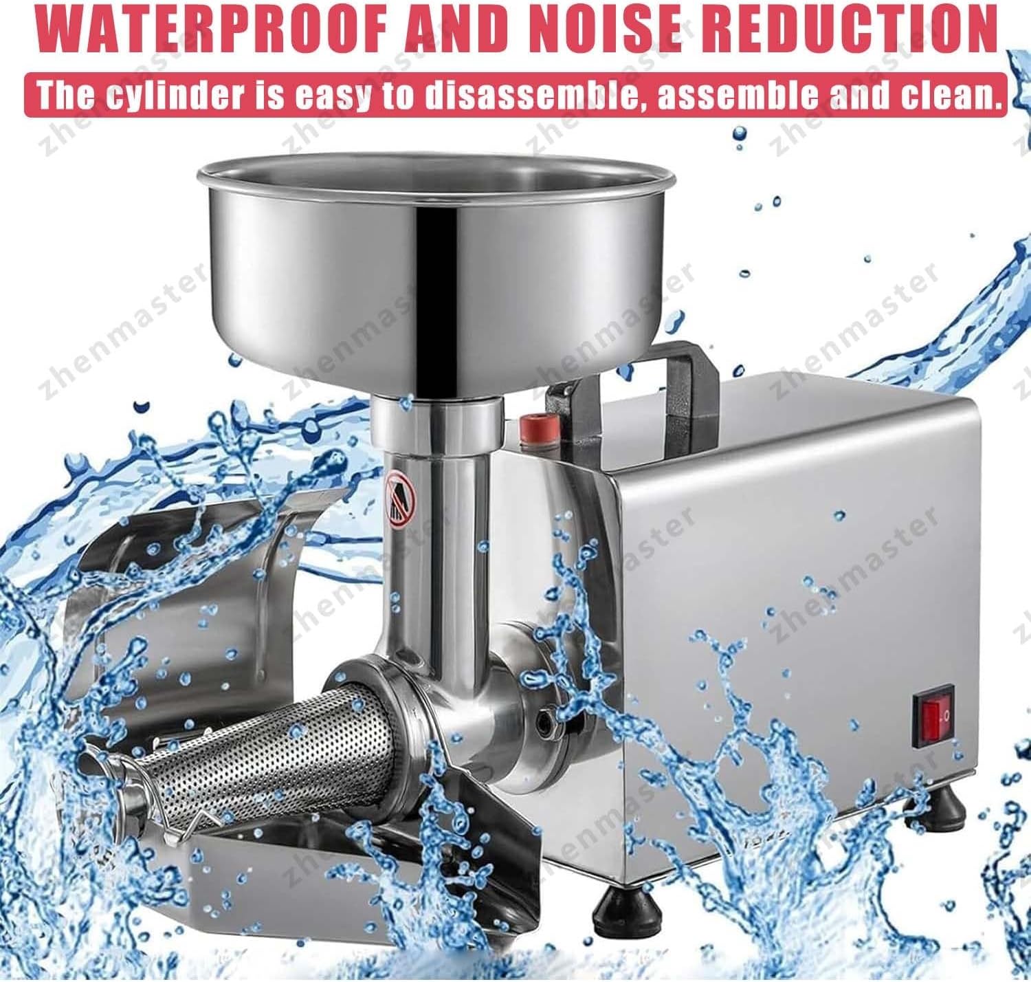 450W Electric Tomato Strainer with Automatic Seed Separator, Stainless Steel Food Juicer for Jam, Ketchup, Puree, Commercial Sauce Maker, Heavy-Duty