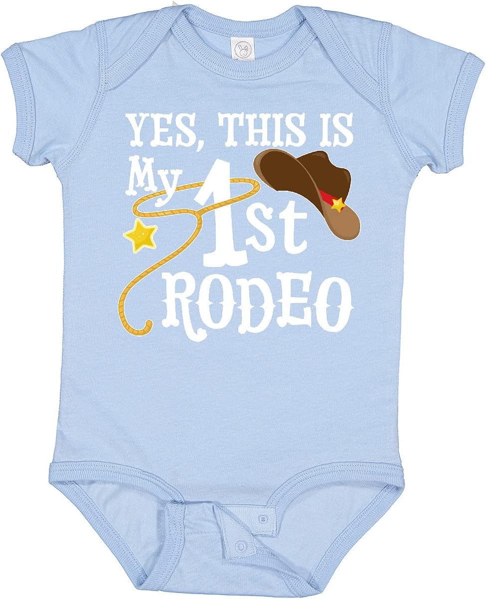 inktastic Yes, This Is My 1st Rodeo- Cowboy Hat with Red Band, Baby Bodysuit