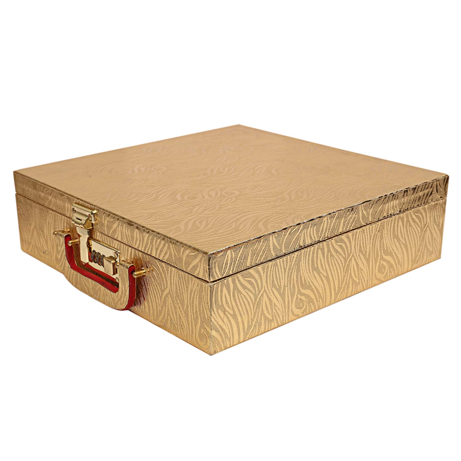 Kuber Industries Wooden Four Rod Bangle Storage Box (Gold),CTKTLUG887