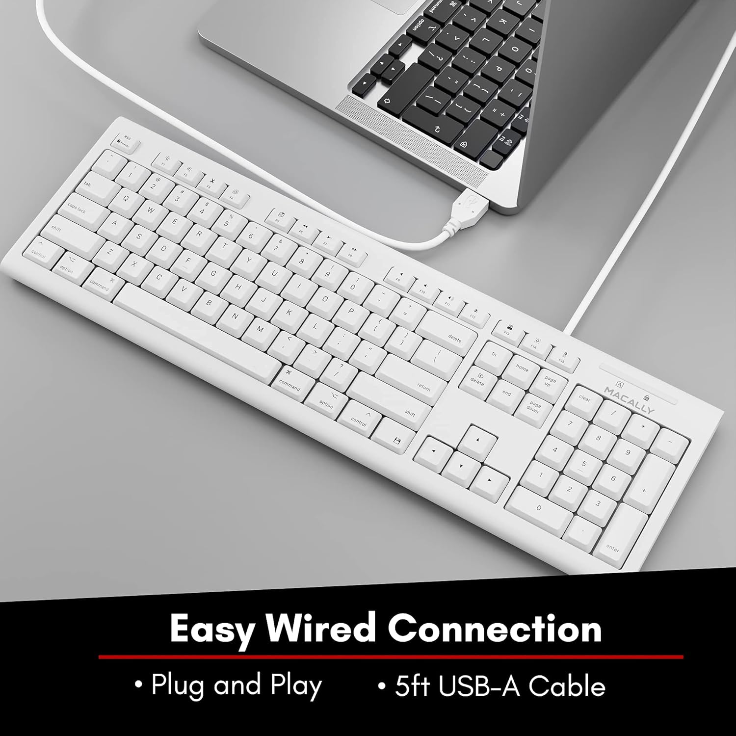 Macally Extended Wired Keyboard and Mouse Combo, Ergonomic Comfort