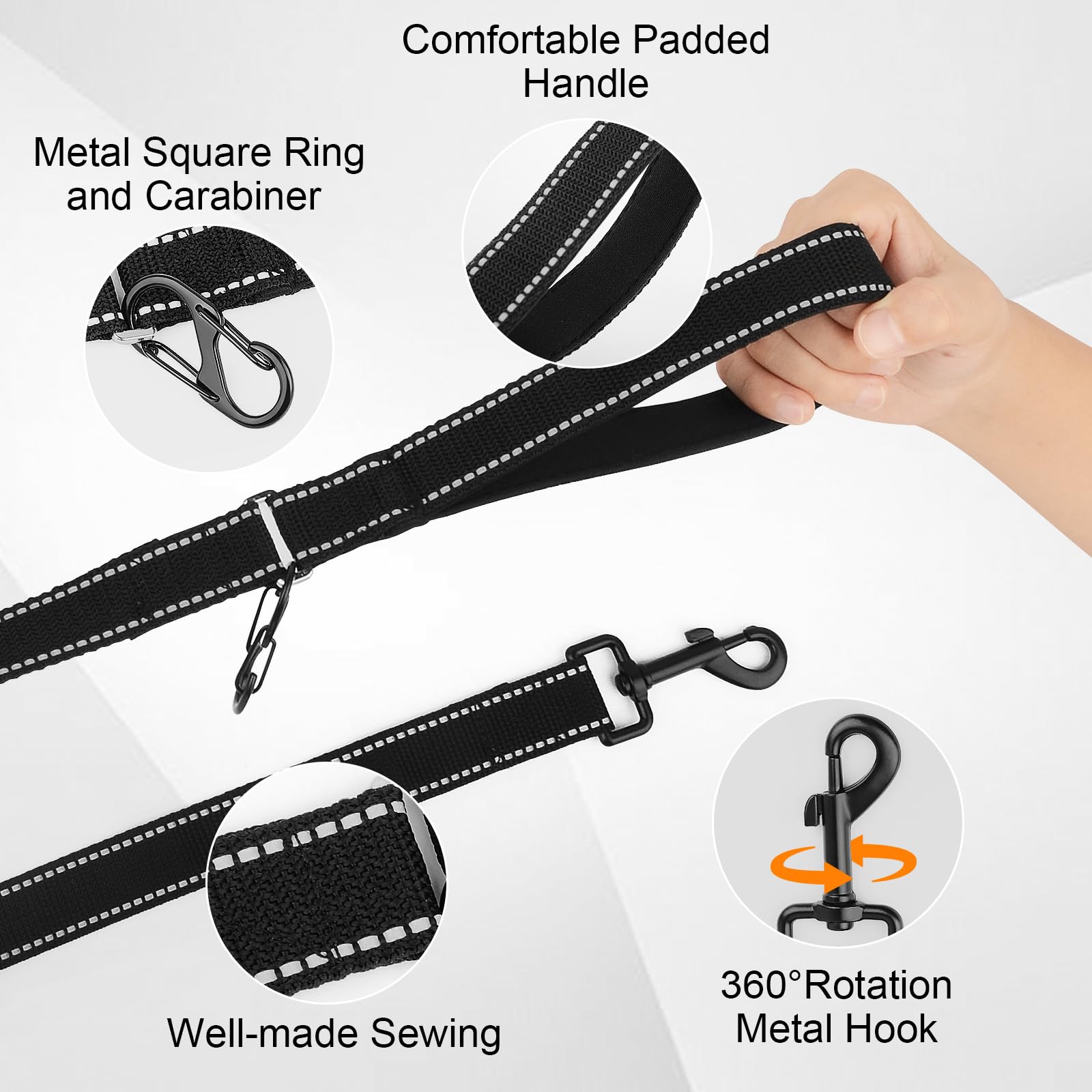 Long Line Dog Training Lead 3m 5m 10m 15m 20m Reflective Nylon dog Leash with Padded Handle Long Line Dog Lead Leash for Small Medium Large Dogs Puppy Pets Recall Training Walking Backyard (5M) - Image 2