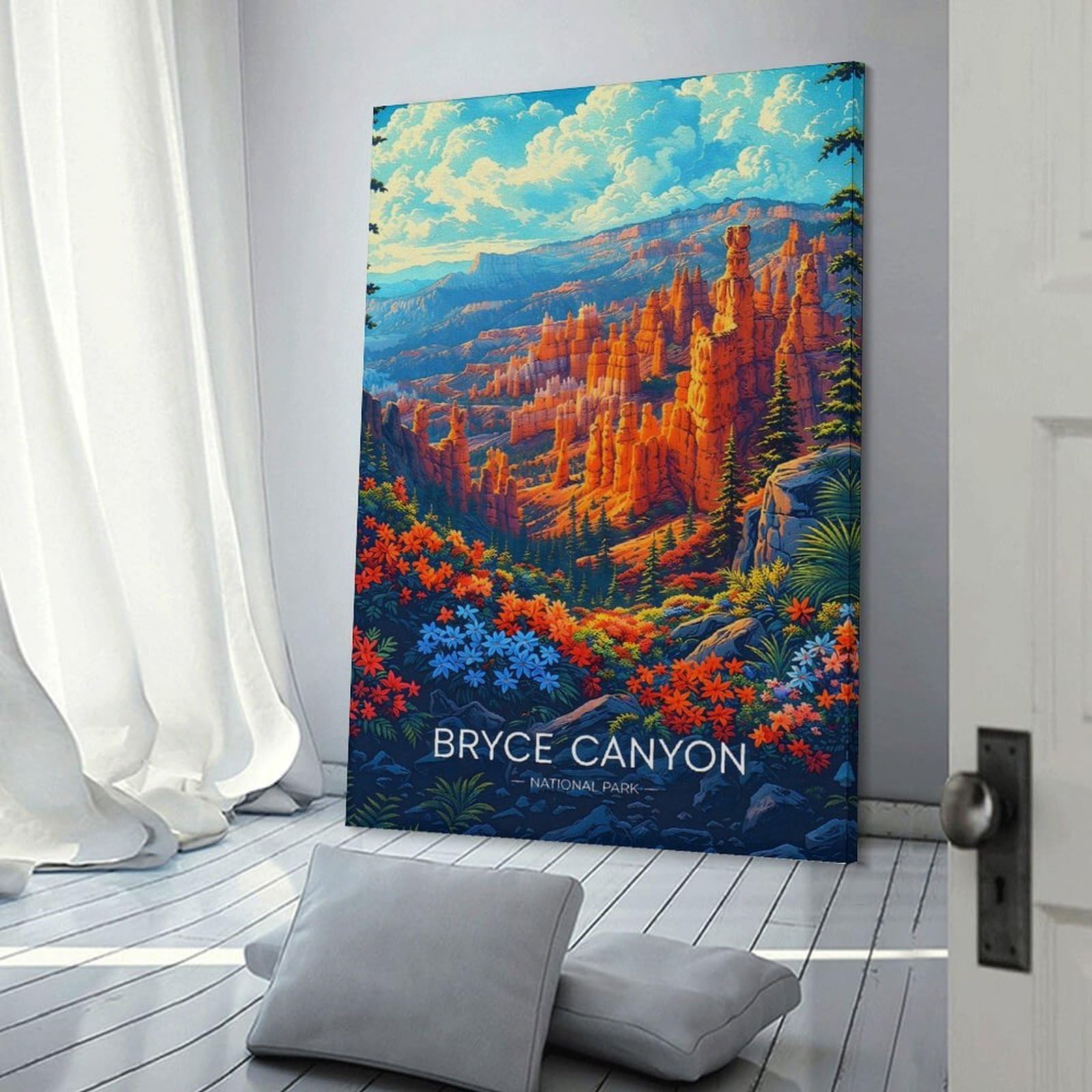 Junmoney Room Decor Wall Art Bryce Canyon National Park Landscape, 24x36inch(60x90cm), for Home Office, Desk Area Or Studio, An Interior Accent for Desk Areas