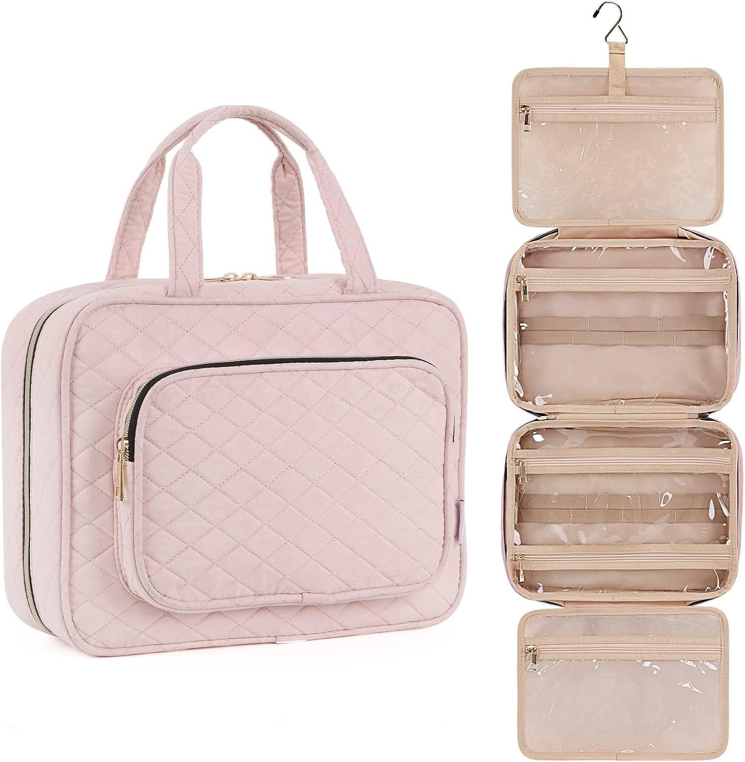 吊り下げ式コスメティックバッグ 吊り下げ式ウォッシュバッグ コスメバッグ 収納バッグ フック付き 旅行用オーガナイザー 大容量コスメ