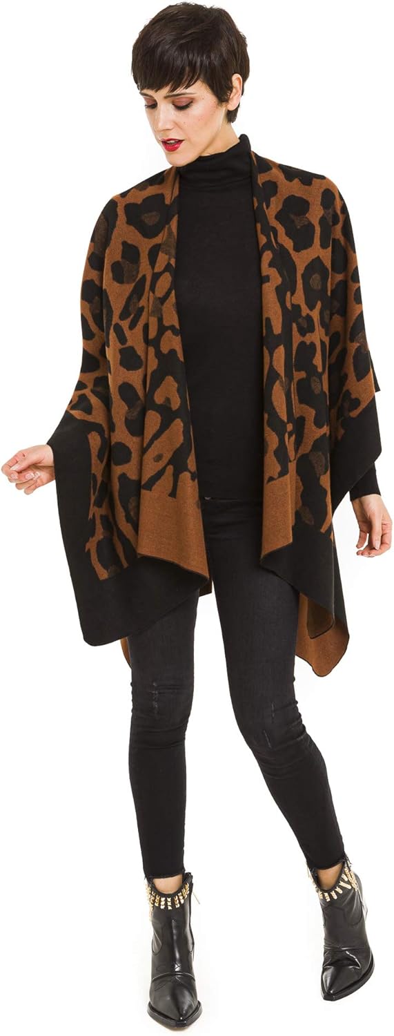 Women's Shawl Wrap Poncho Ruana Cape Cardigan Sweater Open Front for Travel Flight Cruises - Image 3