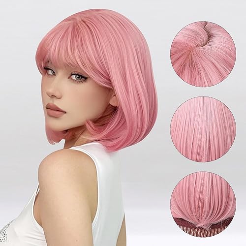 Miniatura 2 de Pelucas largas rubias para mujer, peluca de cabello sintético con flequillo, peluca de longitud media en capas para fiesta diaria (18 pulgadas)