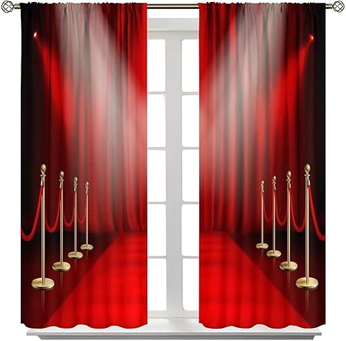 Miniatura 69 de Cortinas opacas para cine en casa, diseño retro moderno, tiras de película de palomitas de maíz para cámara de película, bolsillo para barra,