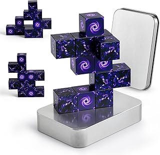 3 otters Magnetic Blocks 12PCS Portal Adventure Travel Set, STEM Magnet Cubes with Metal Storage Box, Pocket-Sized Building Toys for Kids, Road Trip & Airplane Gifts for Boys & Girls