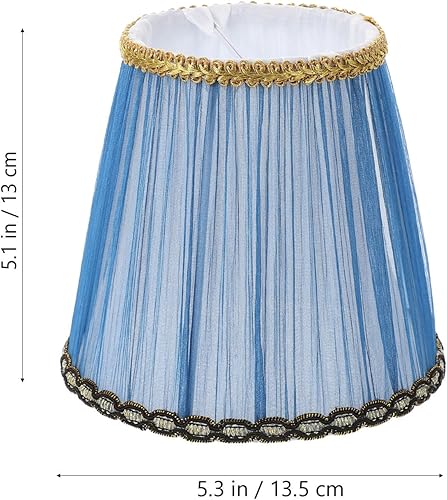 Miniatura 8 de Pantalla de tela azul con clip, diseño único en forma de campana para lámpara de mesa de piso y pared, luz suave para espacios relajantes