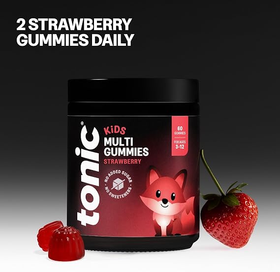 Tonic Health Kids Multivitamin Gummies - 14 in 1 (120 Count) | Two tasty gummies a day with14 vitamins and minerals. Supports growth, bones and immunity. No added sugar.