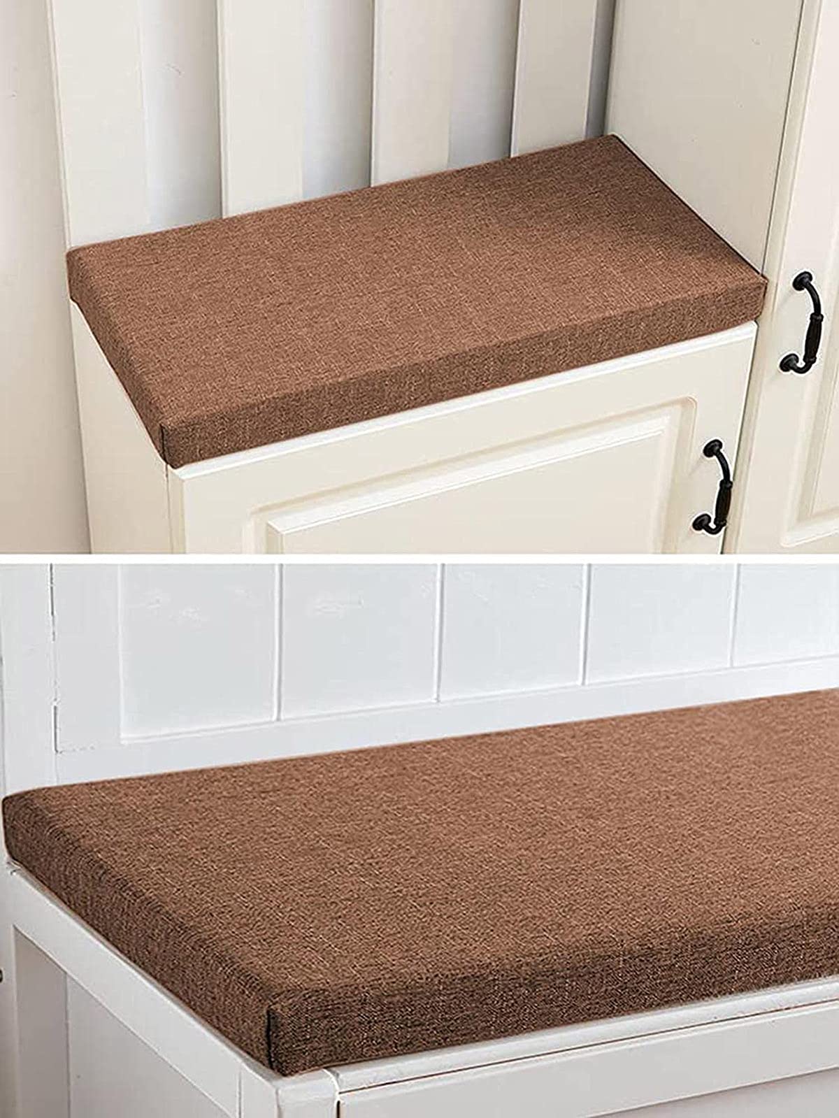 Cuscino Per Panca Da Giardino 48x120 Cm – Imbottito 8 Cm, Antiscivolo, Per Interni/Esterni, Per Panchine 2-3 Posti, Dondolo, Patio, Colore Arancione - 2