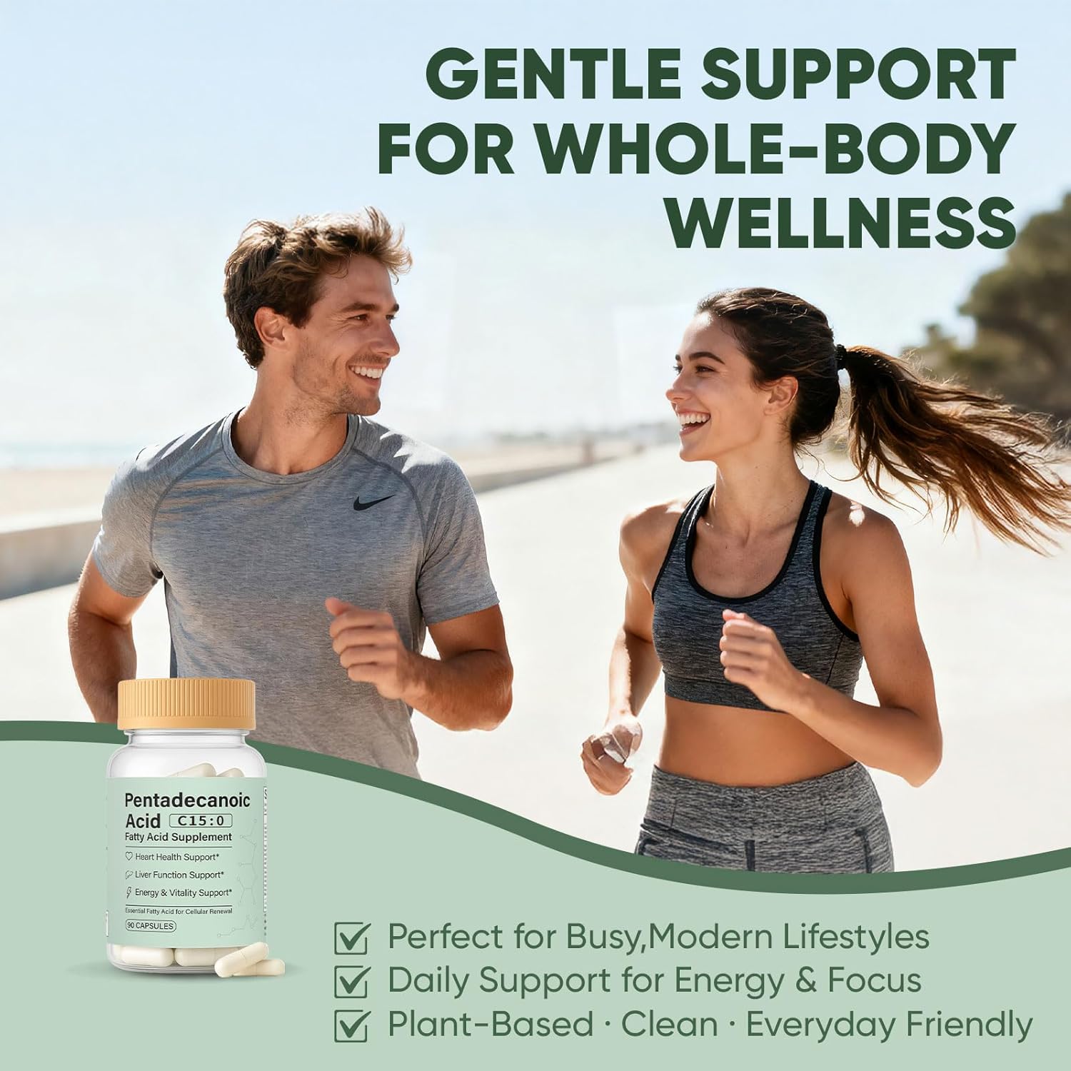 Pentadecanoic Acid Capsules, C15:0 Fatty Acid Supplement – Pure Plant-Based Essential Fatty Acid - 90 Vegan Capsules (1)