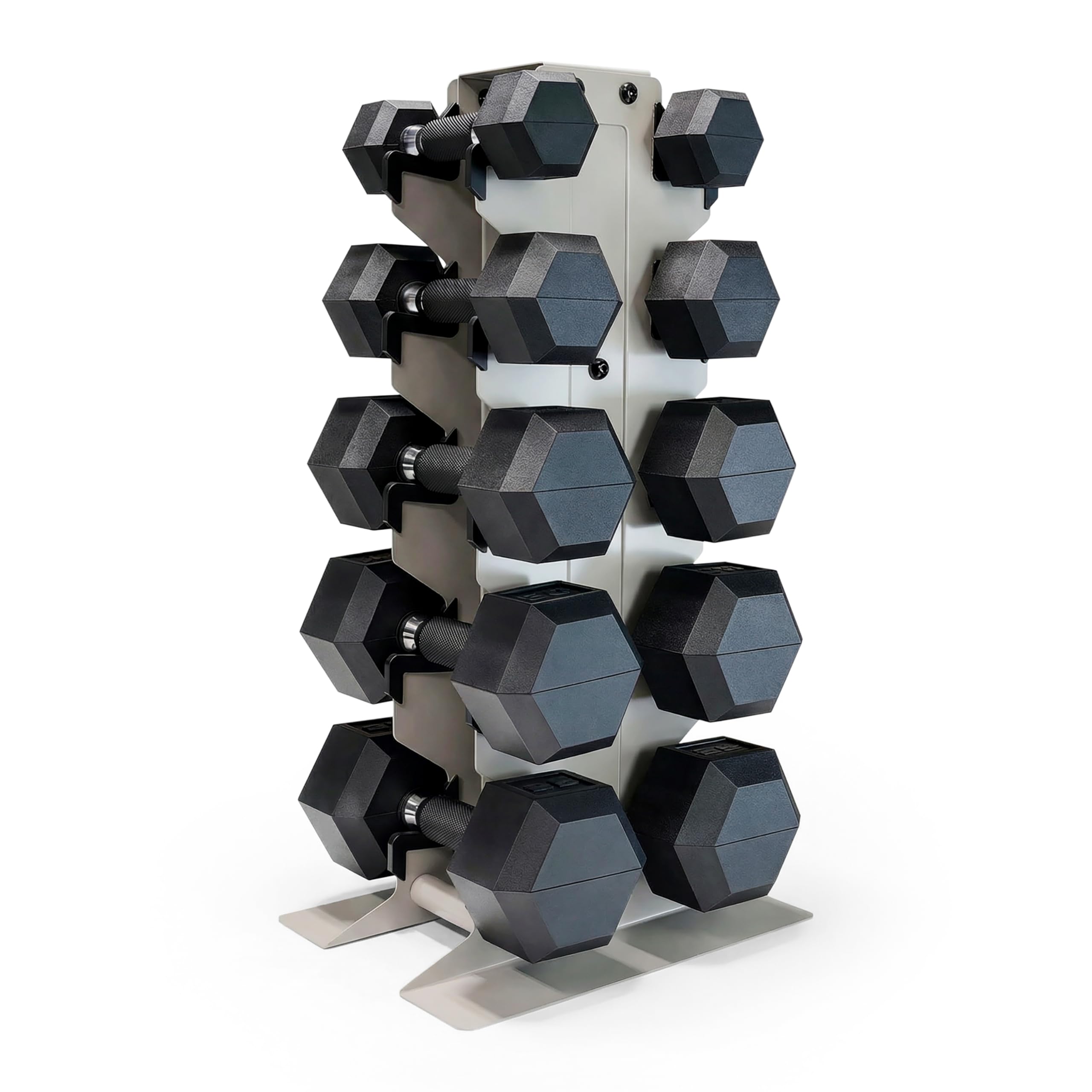 CAP Dumbbell Set with Rack, Rubber Coated Hex Free Weight Set | 100–300 lb Options, Vertical Space-Saving Storage for Home Gym Strength Training