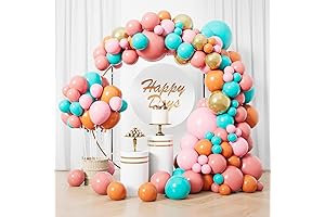 RUBFAC 134Pcs Peach and Blue Balloon Arch Kit for Decoration
