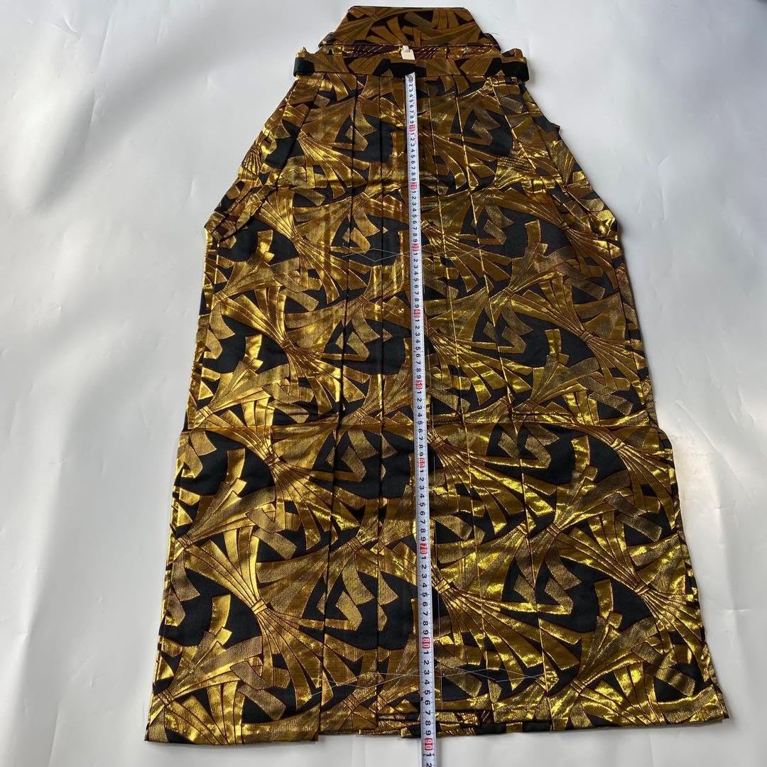 7-23)馬乗袴 2尺2寸 黒 金 詩吟 舞踊 踊袴 7-